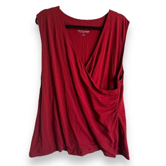 Soft Surroundings Womens Top Sz 3X Burgundy Crossover Sleeveless Tank - Picture 4 of 7